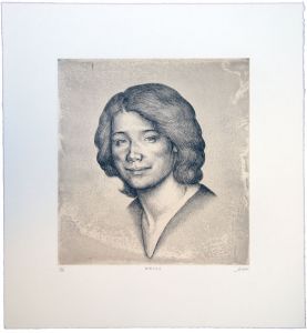 相笠昌義版画「微笑む女・II」/相笠昌義