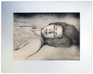 相笠昌義版画「夏の女」/相笠昌義