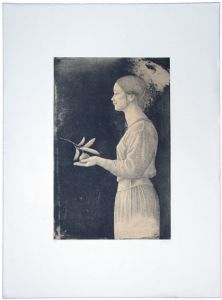 相笠昌義版画「無題（果実を持つ女）」/相笠昌義