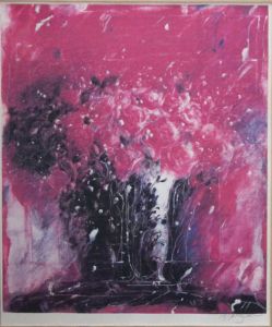 彼末宏版画額「薔薇」/