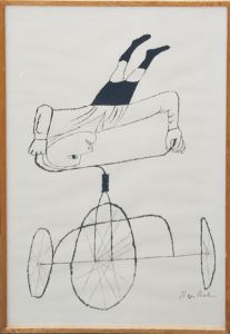 ベン・シャーン版画額「三輪車上の逆立ち」/Ben Shahn
