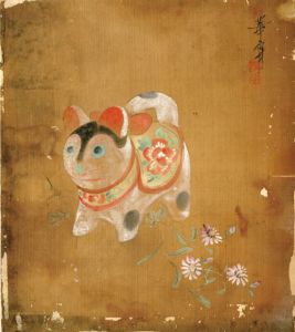 高畠華宵色紙「郷土人形（仮題）」/