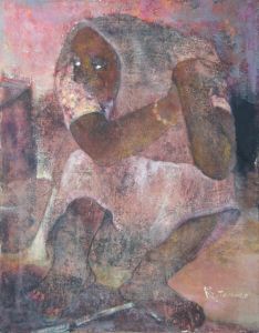 田村能里子画額「しゃがむ人物（仮題）」/のサムネール