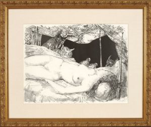 藤田嗣治版画額「夢」/Leonard Foujita
