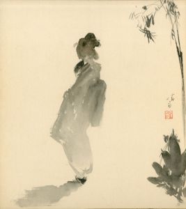 伊藤晴雨色紙「春の娘」/