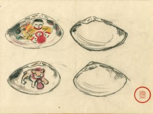 川上澄生画稿「貝絵合わせ」/