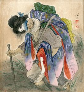 伊藤晴雨画額「老父に背負われた緊縛娘（仮）」/Seiu Itoのサムネール