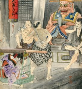伊藤晴雨画額「籠で運ばれる緊縛娘（仮）」/Seiu Ito
