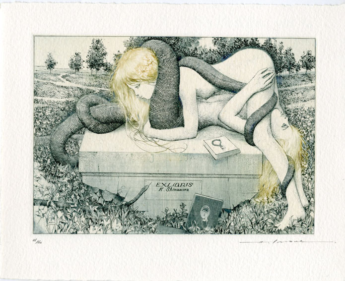 アルフォンス・イノウエ 銅版画 蔵書票 10 7/50(アルフォンス