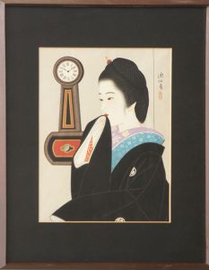 伊東深水版画額「夜会巻き」/Shinsui Ito
