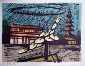 ベルナール・ビュッフェ版画額「Temple de Heian-Shrine」/Bernard Buffet
