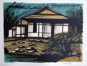 ベルナール・ビュッフェ版画額「Katsura Rikyu Kyoto（桂離宮）」/Bernard Buffet