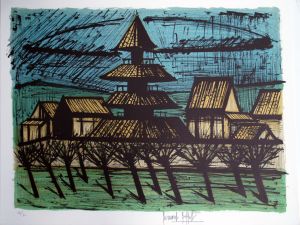 ベルナール・ビュッフェ版画額「Temple To-ji（東寺）」/Bernard Buffet