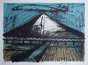 ベルナール・ビュッフェ版画額「Le Mont Fuji Et Le Train（富士山と電車）」/Bernard Buffetのサムネール