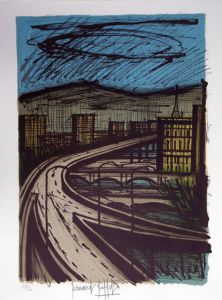 ベルナール・ビュッフェ版画額「Les Autoroutes,Tokyo（高速道路）」/Bernard Buffetのサムネール