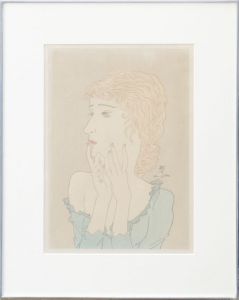 藤田嗣治版画額「ブロンドの女」/Leonard Foujita
