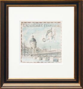 藤田嗣治版画額「L'Academie Francaise」/Leonard Foujita