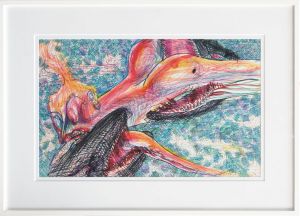 篠原有司男画額「Shark」/Ushio Shinohara