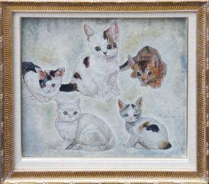 服部和三郎画額「五匹の猫」/Wasaburo Hattoriのサムネール