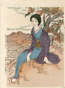 竹久夢二版画「花をたづねて」/Yumeji Takehisa