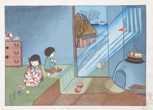 谷内六郎版画「月夜の夢」/Rokuro Taniuchi