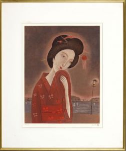 斎藤真一版画額「隅田川」/Shinichi Saito