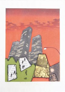 宮下登喜雄版画「摩天楼　Shinjuku」/Tokio Miyashita