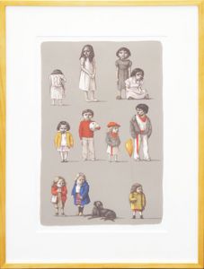 相笠昌義版画額「スペインのこども達」/Masayoshi Aigasa