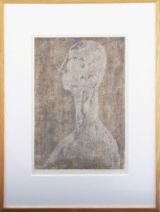 横山貞二版画額「塑像」/Teiji Yokoyama