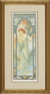 アルフォンス・ミュシャ版画額「夕べの女神（エスタンプ）」/Alfons Mucha