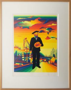 靉嘔版画額「ルソーに捧ぐ」/Ay-O