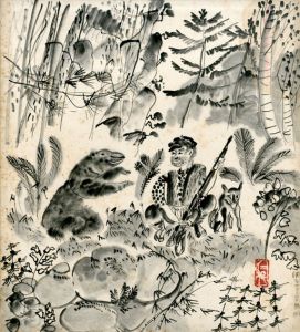 野間仁根色紙「なめとこ山の熊（二）」/