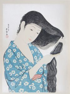 橋口五葉版画「髪梳ける女」/Goyo Hashiguchiのサムネール