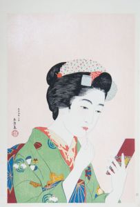 橋口五葉版画「紅筆持てる女」/Goyo Hashiguchi