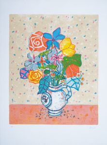 ポール・アイズピリ版画額「花瓶の花」/Paul Aizpiriのサムネール