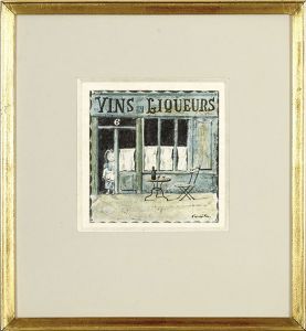 藤田嗣治版画額「酒場」/Leonard Foujita