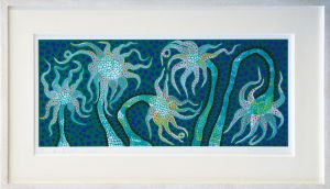 草間彌生版画額「夜の花」/Yayoi Kusama