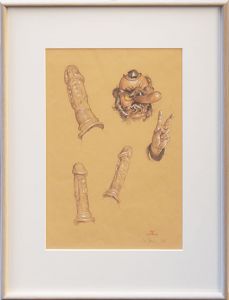 牧野邦夫画額「天狗他　デッサン」/Kunio Makinoのサムネール