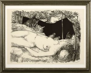 藤田嗣治版画額「夢」/Leonard Foujita