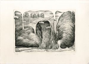 渡辺千尋版画「象の風景　無風地帯」/Chihiro Watanabe