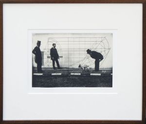 北川健次版画額「対話法　三人の人物のいる風景」/Kenji Kitagawaのサムネール