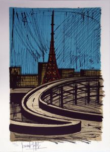 ベルナール・ビュッフェ版画額「La Tour Eiffel et L'Autoroute,Tokyo（東京タワー）」/Bernard Buffet