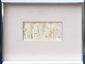 長谷川利行デッサン額「下町風景」/Toshiyuki Hasekawaのサムネール