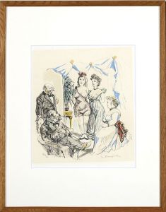 藤田嗣治版画額「娼婦の館」/Leonard Foujita