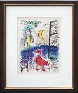 マルク・シャガール版画額「赤い鳥」/Marc Chagallのサムネール