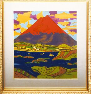 田崎廣助版画額「朱富士」/Hirosuke Tazakiのサムネール