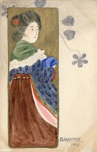 高畠華宵画稿「Japanese Girl Student」/Kasho Takabatake