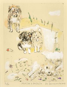 山本容子版画額「MashとPoteto」/Yoko Yamamoto