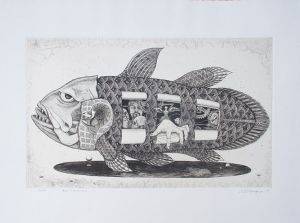 多賀新版画「魚No.17(Coelacanth)」/Shin Tagaのサムネール