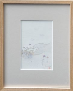 斎藤真一画額「花と女」/Shinichi Saitoのサムネール